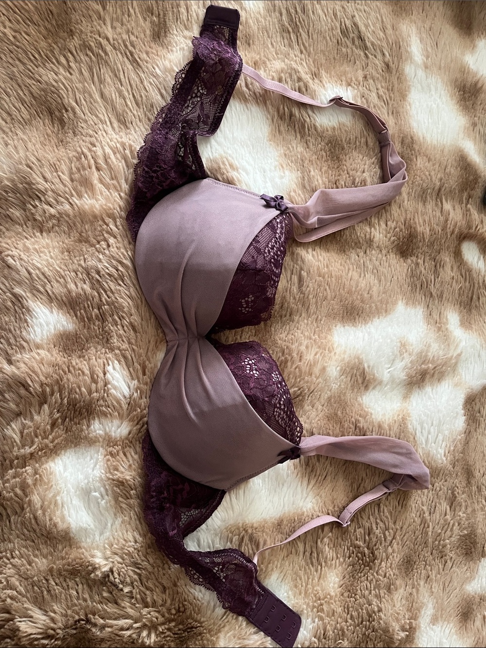 Adore Me Mauve & Plum Lace Plunge Bra